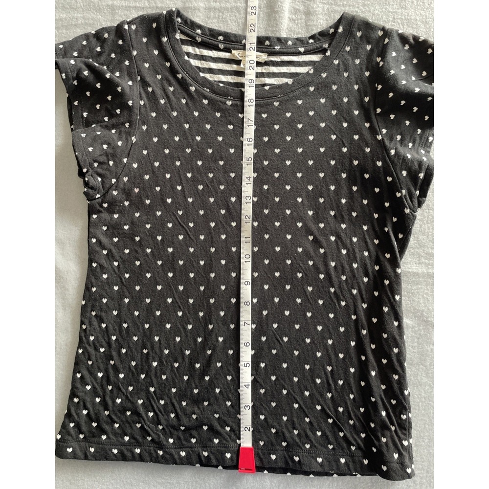 Jane and Delaney Womens Top sz S Black White Hearts 100% Cotton Striped inside - Picture 5 of 8